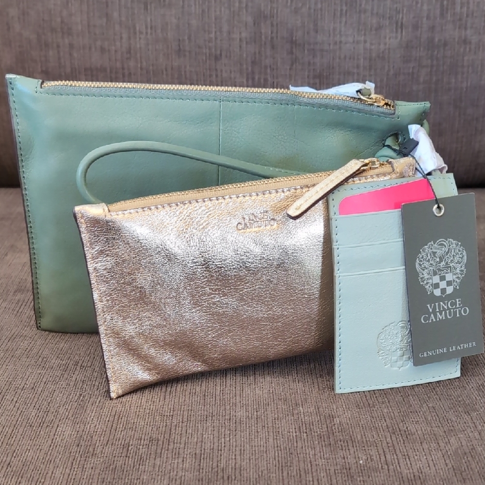 Vince Camuto Green and Gold Clutch Collection